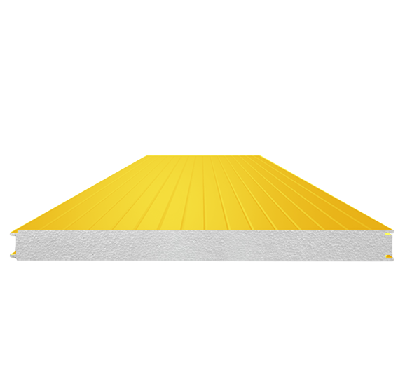 Сэндвич-панель стеновая с пенополистиролом 80 (0,5/0,5) желтый 1000 мм