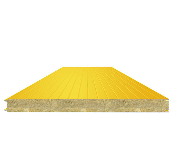 Сэндвич-панель стеновая с минеральной ватой 80 (0,45/0,45) желтый 1000 мм