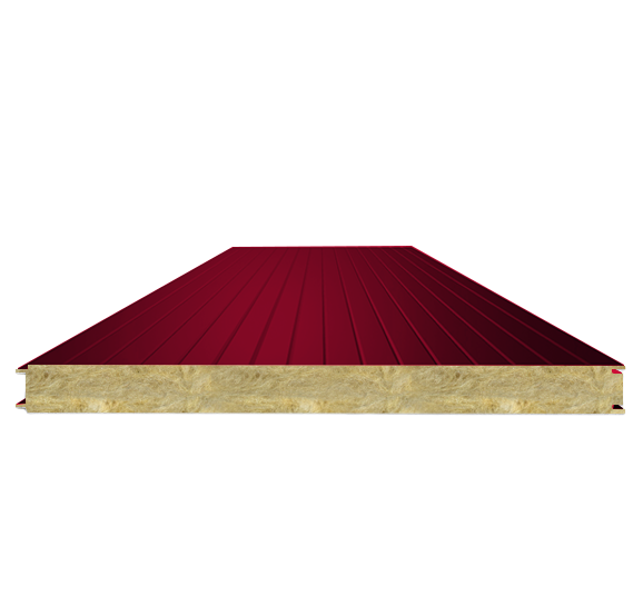 Сэндвич-панель стеновая с минеральной ватой 50 (0,45/0,45) рубин 1000 мм