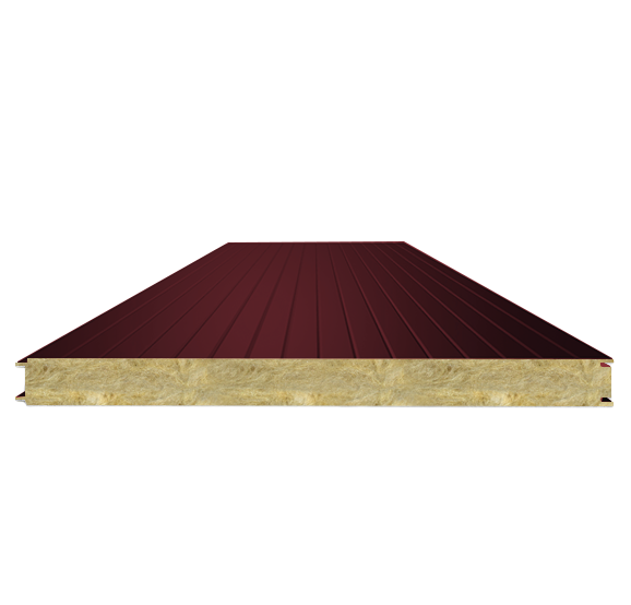 Сэндвич-панель стеновая с минеральной ватой 120 (0,6/0,5) темная вишня 1000 мм