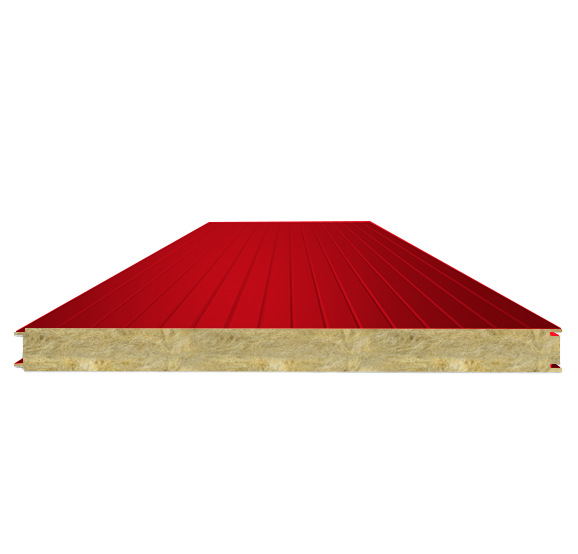 Сэндвич-панель стеновая с минеральной ватой 150 (0,6/0,5) красный насыщенный 1000 мм