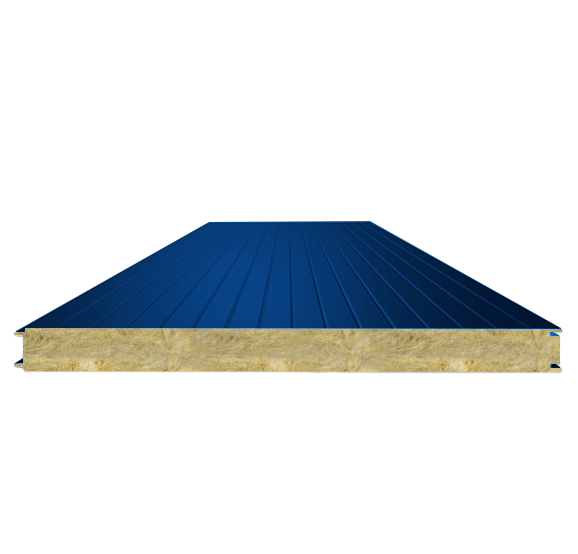 Сэндвич-панель стеновая с минеральной ватой 50 (0,5/0,5) сигнально синий 1000 мм