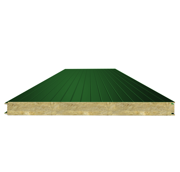 Сэндвич-панель стеновая с минеральной ватой 150 (0,6/0,5) зеленая листва 1000 мм