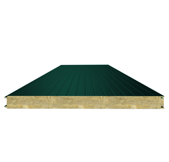 Сэндвич-панель стеновая с минеральной ватой 80 (0,6/0,5) зеленый мох 1000 мм