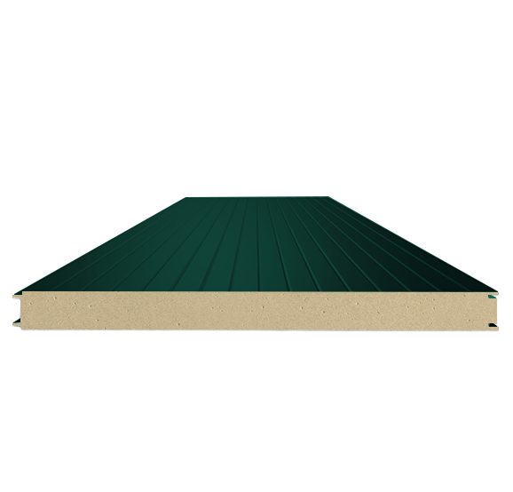 Сэндвич-панель стеновая ППУ 100 (0,5/0,5) зеленый мох 1000 мм