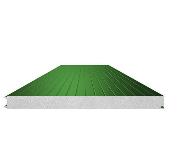 Сэндвич-панель стеновая с пенополистиролом 100 (0,5/0,5) светло-зеленый 1000 мм