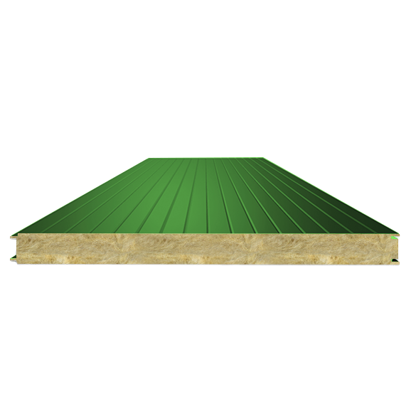Сэндвич-панель стеновая с минеральной ватой 150 (0,6/0,5) светло-зеленый 1000 мм
