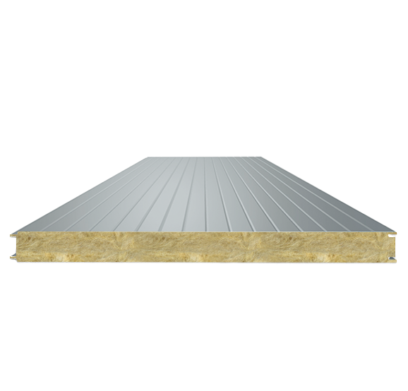 Сэндвич-панель стеновая с минеральной ватой 80 (0,6/0,5) светло-серый 1000 мм