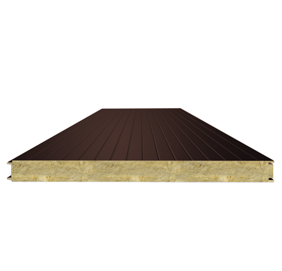 Сэндвич-панель стеновая с минеральной ватой 80 (0,6/0,5) шоколад 1000 мм