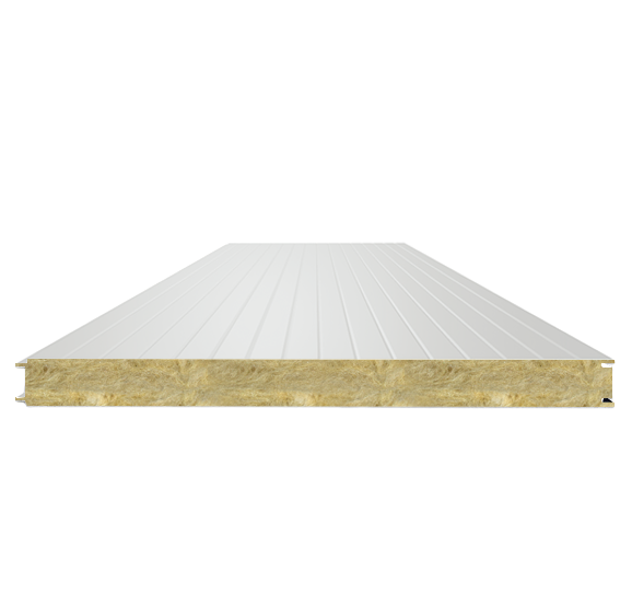 Сэндвич-панель стеновая с минеральной ватой 80 (0,5/0,5) белый алюминий 1000 мм