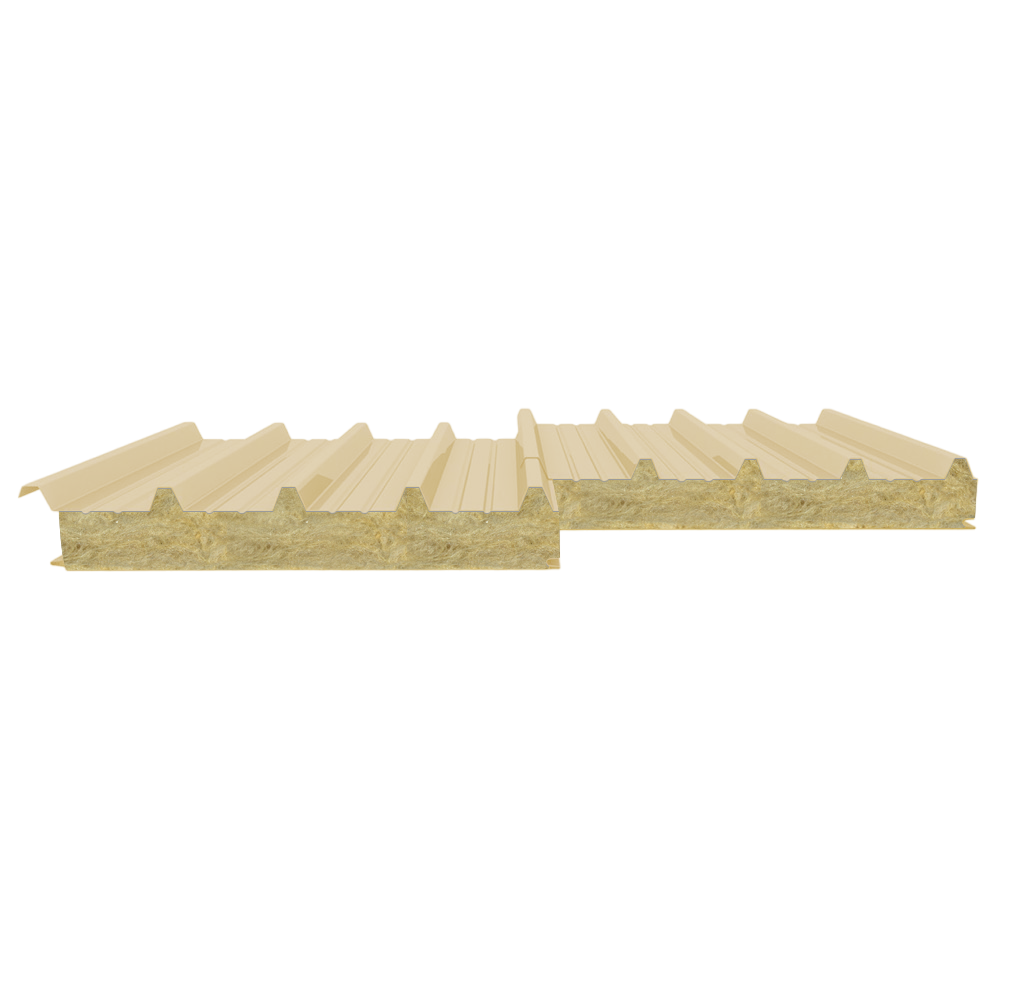 Сэндвич-панель кровельная с минеральной ватой 100 (0,6/0,5) слоновая кость 1000 мм