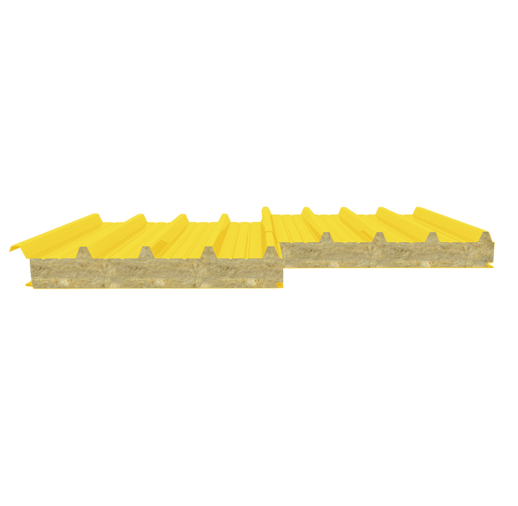 Сэндвич-панель кровельная с минеральной ватой 80 (0,6/0,5) желтый 1000 мм