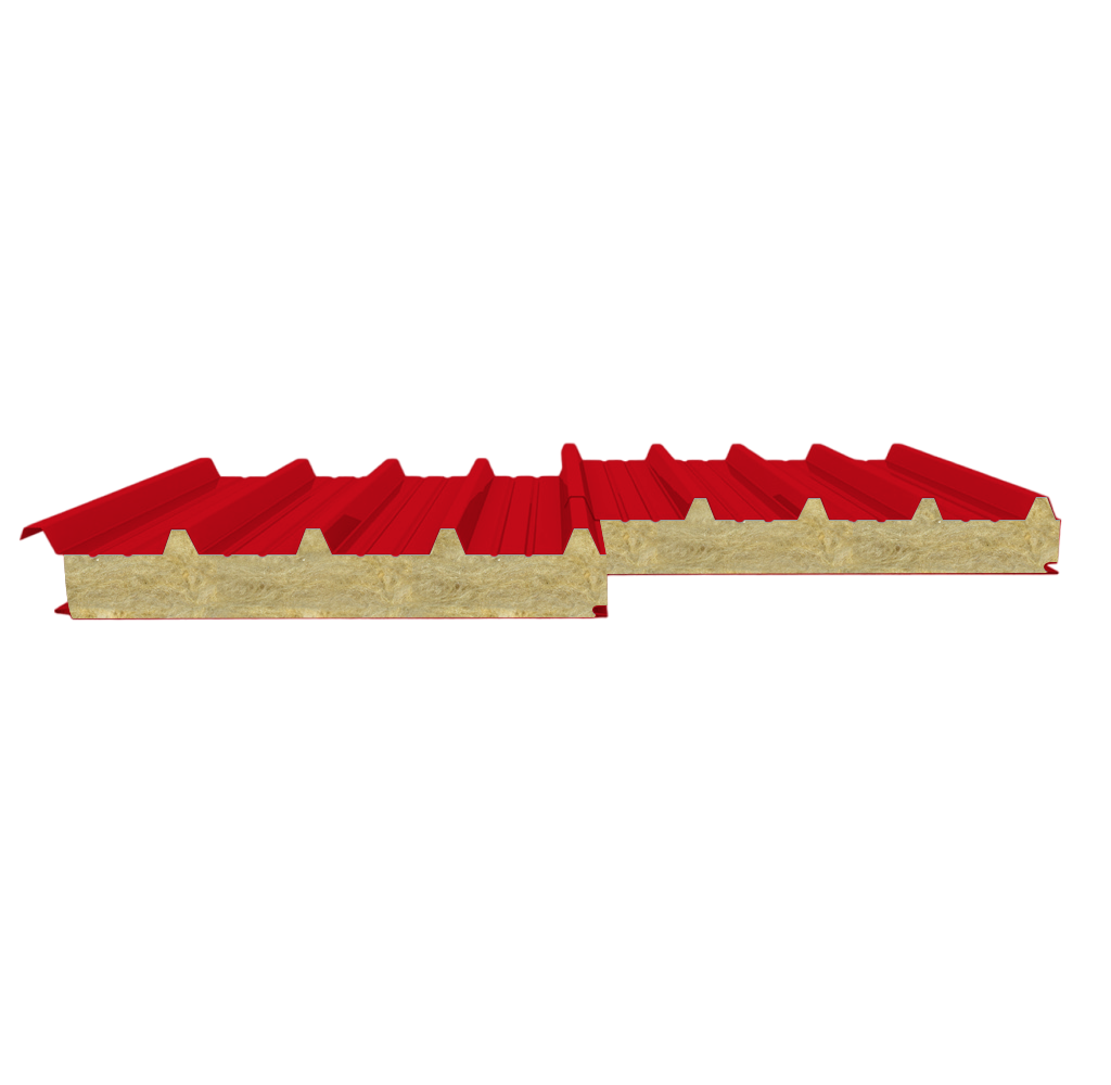 Сэндвич-панель кровельная с минеральной ватой 100 (0,6/0,5) красный насыщенный 1000 мм