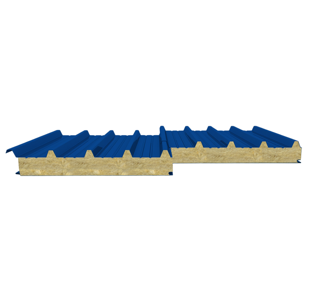 Сэндвич-панель кровельная с минеральной ватой 80 (0,6/0,5) сигнально синий 1000 мм