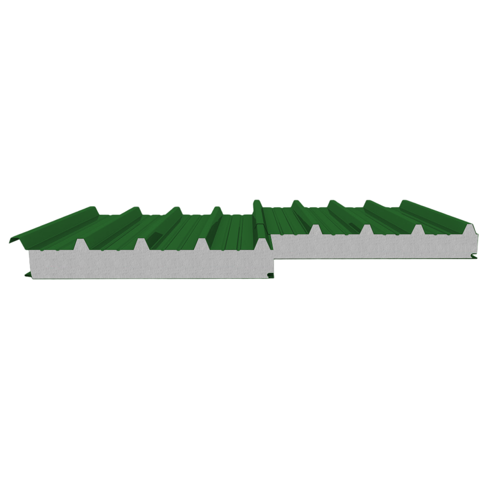 Сэндвич-панель кровельная ПИР 80 (0,45/0,45) зеленая листва 1000 мм