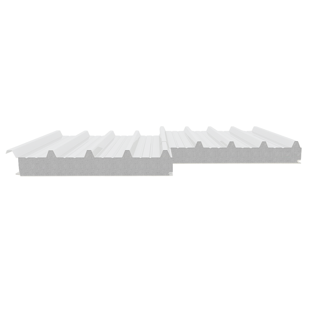 Сэндвич-панель кровельная ПИР 80 (0,45/0,45) белый алюминий 1000 мм