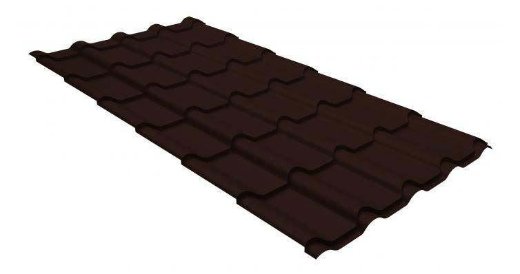 Металлочерепица камея GL 0,5 GreenCoat Pural Matt RR 887 шоколадно-коричневый (RAL 8017 шоколад)