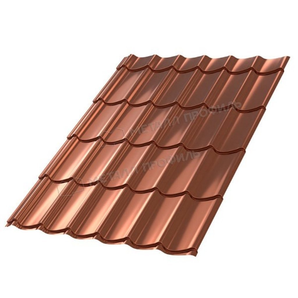 Металлочерепица Ламонтерра PURMAN-20 RAL Argillite Медный металлик 0.5